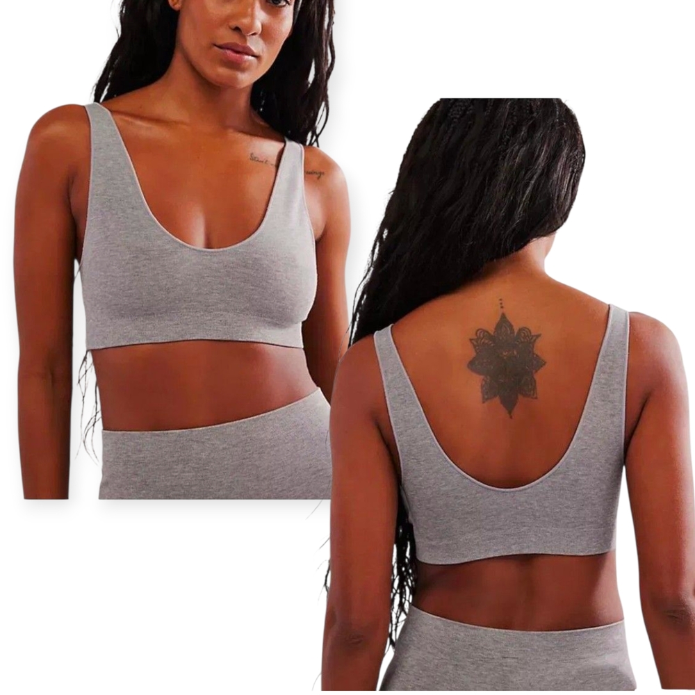 Free People Intimately Gray Ribbed M/L & Peach Lace XL Bralette Duo - Picture 5 of 7